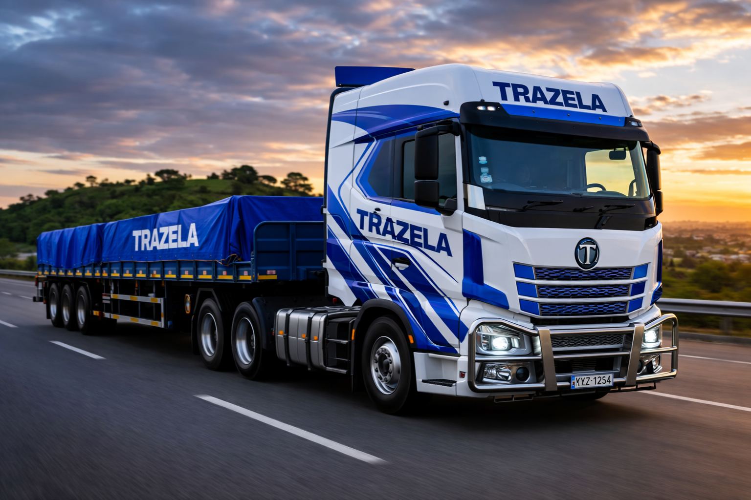 Trazela logistics trailer on the highway